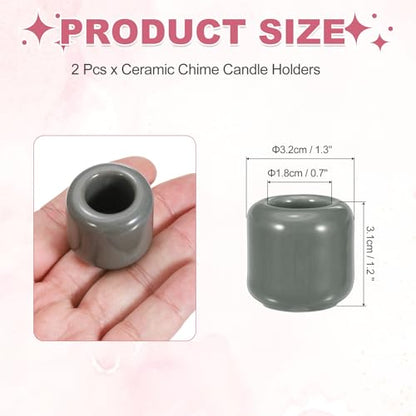 uxcell 2 Pcs Ceramic Chime Candle Holders, Small Ceramic Candle Holders for Birthday Parties Dinners Weddings Table Centerpiece Gatherings Anniversaries Occasions, Gray - color: Gray