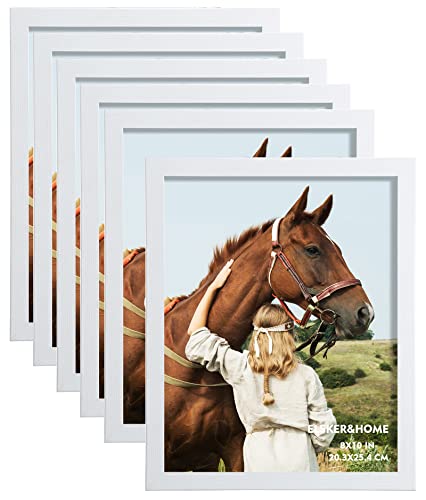 ELSKER&HOME 8x10 Picture Frame White Set of 6 Glass | Multi Photo Frames Collage with HD Real Glass for Table Top or Wall Mount Display - color: White 6P, size: 8x10