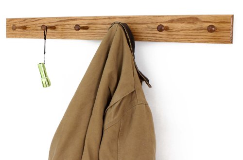 Solid Oak Shaker Peg Rack Made in The USA - Golden Oak Stain Stain 35 x 3.5 Inches with 6 Pegs - color: Golden Oak, size: 35" x 3.5" with 6 pegs