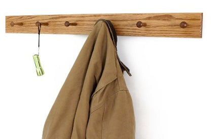 Solid Oak Shaker Peg Rack Made in The USA - Golden Oak Stain Stain 35 x 3.5 Inches with 6 Pegs - color: Golden Oak, size: 35" x 3.5" with 6 pegs