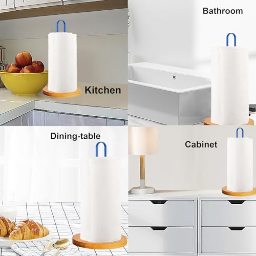 TONLEA Wooden Paper Towel Holder Countertop, Kitchen-Towel-Holder FreeStanding with Non-Slip Base for Bathroom - color: Blue