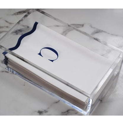 Stxy's Monogram C Napkins (Bleed-Free Ink) Scalloped Navy Blue Letter, 40ct | Monogram C Hand Towels for Bathroom, Decorative Scalloped Paper Dinner Napkins for Wedding, Birthday, Hostess & Preppy Gifts - style: C