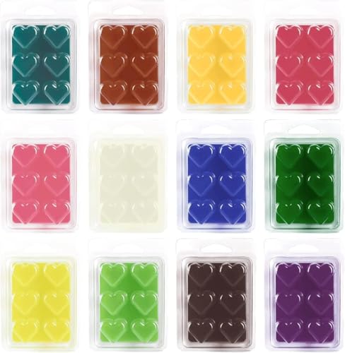 pliadvbu Scented Wax Melts Heart for Scented Wax Warmer - 100% Soy Melts - 12 Fragrances X 6 Heart Home Fragrance for DIY Candle Warmer