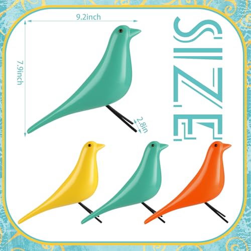 AceOrbit 3 Pcs Mid Century Modern Decor Medieval Table Decor Large Ceramic Birds Orange Blue and Yellow Ceramic Birds for Home Office Table Desktop Bookshelf Mantelpiece Shelf Centerpiece - style: Old school
