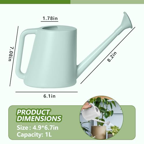 ZXJ Plant Watering Cans for Indoor and Outdoor Home Garden Plants - with Long Spout - Light Green - 1/2 Gallon - color: Light Green