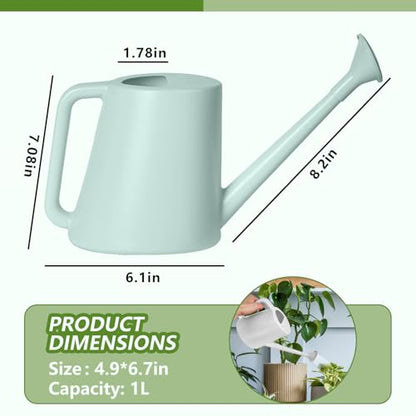 ZXJ Plant Watering Cans for Indoor and Outdoor Home Garden Plants - with Long Spout - Light Green - 1/2 Gallon - color: Light Green