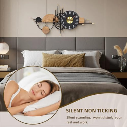 39x19 Inch Modern Silent Wall Clock Battery Powered for Living Room | Quartz Movement, Easy-Read Dial, Sleek Accent for Bedrooms, Kitchens, Offices, Entryways, and Gifting - color: I - 39x19 in