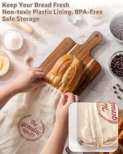 Premium Bread Knife & Cutting Board Set for Sourdough – Includes Sharp Sourdough Knife, Wooden Bread Board & Reusable Bread Bag – Easy Adjustable Thickness Bread Slicer for Homemade Artisan Loaves
