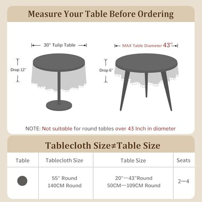 Laolitou Waterproof Tablecloths Rustic Lattice Tablecloth Cotton Linen Coffee Table Cloths for Kitchen Dining,Party,Holiday,Christmas,Buffet, Round, 55", 2-4 Seats - color: Coffee Plaids, size: 55" (Round)
