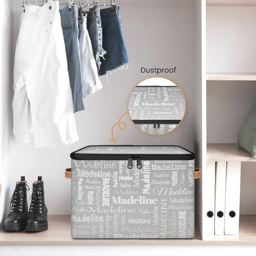 Custom Storage Basket with Name, Personalized Keepsake Box, Grey | Foldable Fabric Gradient Large Memory Bin with Handle Lid Lightweight Waterproof Dustproof, 14"L x 10.2"W x 10.4"H - color: Option 11