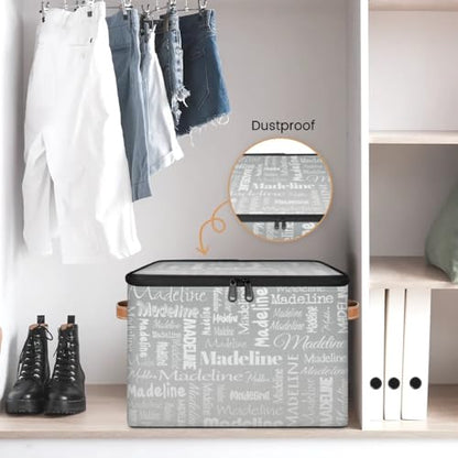 Custom Storage Basket with Name, Personalized Keepsake Box, Grey | Foldable Fabric Gradient Large Memory Bin with Handle Lid Lightweight Waterproof Dustproof, 14"L x 10.2"W x 10.4"H - color: Option 11