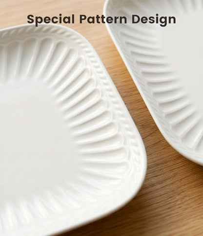 Ceramic Serving Platter, 10"/12"/14" Large Rectangular Serving Tray, White | Set of 3 Ceramic Trays, Microwave Dishwasher Safe, Serving Dishes for Entertaining, Everyday Meals, Holiday