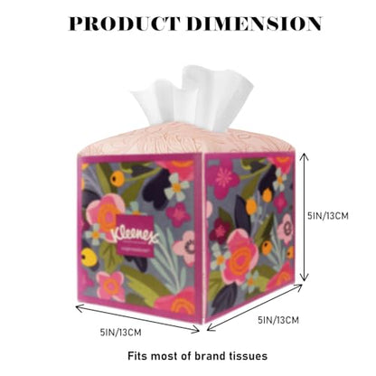 Tissue Box Holder Cover Square Tissue Cube Cover PU Leather Tissue Organizer with Bottom Belt for Bathroom, Tabletop, Kitchen, Night Stands, Office, Home, Car (1, RosyPink) - color: Rosypink
