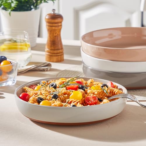 MALACASA 48 Oz Pasta Bowls Set of 4, Stoneware Dinner Bowls, Multicolor | Microwave and Dishwasher Safe, Chip-Resistant, For Pasta, Salad, Soup, Fruit, 9 Inch Wide, Stackable, Speckled Design - color: Multicolor