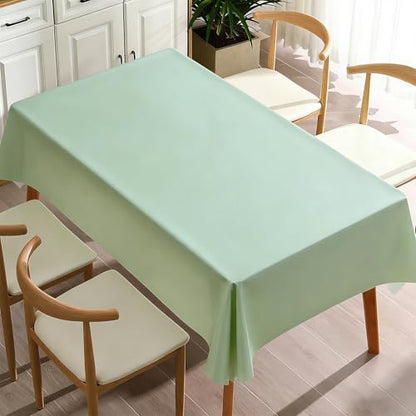 PVC Tablecloth Waterproof Rectangle Table Cloth, Oil Proof & 185°F Heat Resistant Wipeable Cover, Heavy Duty Non for Kitchen Dining Camping Festivities (70"x55") (Avocado Green) - color: Avocado Green