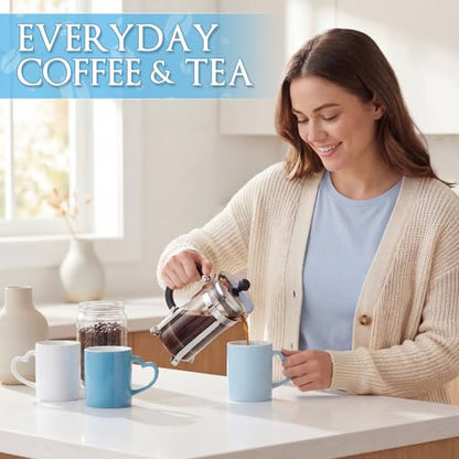 Pickmesh 10oz Coffee Mugs Set of 6, Blue Ceramic Stackable Mugs with Handle, Solid Color Stoneware Coffee & Tea Cups for Home Kitchen, Office, Latte, Cappuccino, Dishwasher Safe - color: Blue, style: Classic