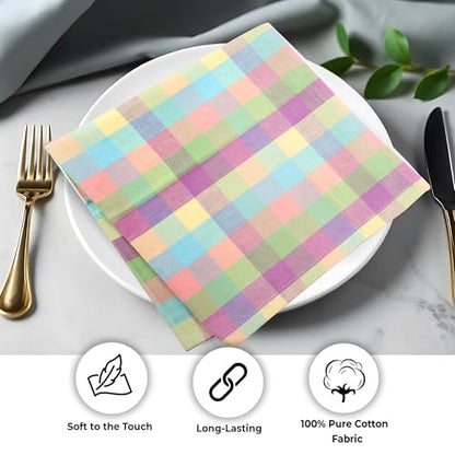 Urban Villa Cloth Napkins Cotton 20x20 (Set of 12) Lagyp - color: 003 Easter Checks, size: 20" x 20" (Set of 12)
