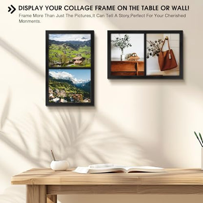 Golden State Art, 8x10 Double Picture Frame, Display Two 8x10 Photos(Black) | Solid Wood- Real Glass For Wall Mounting (Black, 2 Pack) - color: Black, size: 2 Openings 8x10 (2 Pack)