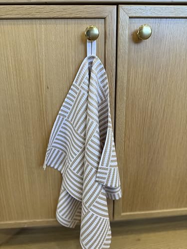 Kitchen Towels, Dish Towels for Kitchen, 3 Pc Kitchen Towel Set | Microfiber Waffle Towels, 16 x 26 inches, with Hanging Loops, Reusable Tea Towels, Cute Kitchen Towels - 3 Pack - color: Tan/ Gray