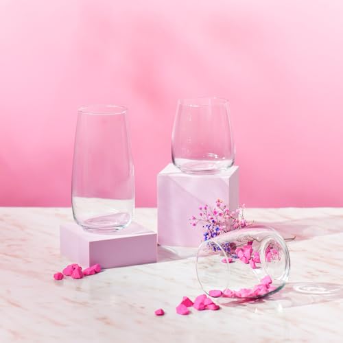 KROSNO Water Glasses Set of 6, 15.9 oz, Modern Collection | Drinking Glasses, Lead-Free Crystal Glassware, Juice Glasses, Water Glass Set, Dishwasher Safe, Made in Europe - size: 14.2 fl oz (Set of 6)