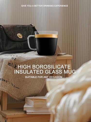 LUXU Glass Coffee Mugs, 24 oz Ice coffee cups,Large Beer Mugs Set of 2 | Everyday Drinkware,Water Glass,Glass Drink Tumblers,Bar Glassware,Borosilicate Glass Mugs with Handle for Hot/Cold Beverages - style: 24 oz large tea cups