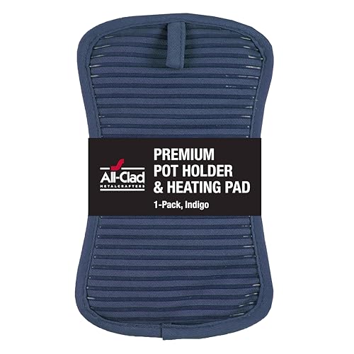 All-Clad Premium Pot Holder & Hot Pad: Heat Resistant to 500 Degrees - 100% Cotton, 10"x6.25" Hot Pad for Kitchen and Barbeque, (1-Pack) - color: Indigo, size: 1 Pack