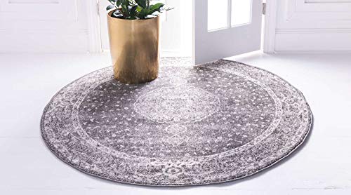Unique Loom Bromley Collection Area Rug - Midnight (7' 10" Round, Dark Gray/ Gray) - color: Dark Gray/Ivory, size: 7'10" (Round)