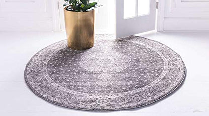 Unique Loom Bromley Collection Area Rug - Midnight (7' 10" Round, Dark Gray/ Gray) - color: Dark Gray/Ivory, size: 7'10" (Round)