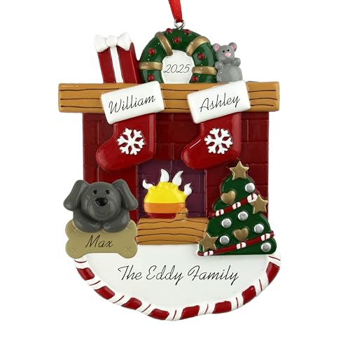 Customized and Personalized Couple Christmas Ornament - Family of 2-6 with One Pet - Add 1 of The 26 Different Dogs and Cats to Design Your Own Custom Pet Tree -Made to Order (Family of 2 with 1 Pet) - size: Family of 2 with 1 Pet