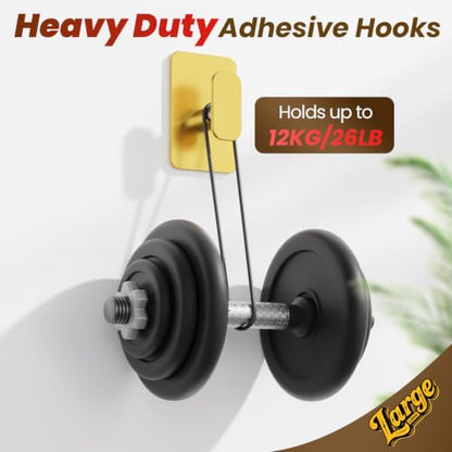 Large Heavy Duty Wall Hooks - 26lb Max, Stainless Steel Adhesive Towel Hooks for Hanging Towel, Coat, Robe, Hat, Sticky Towel Holder for Wall Mount in Bathroom, Shower, Kitchen (Gold, 4 Pack) - color: Gold