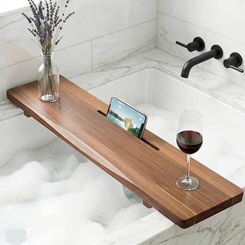 Premium Acacia Wood Bathtub Tray Caddy, 29.5" L Adjustable for Standard Tub | Adjustable Bath Tray for Tub, Luxury Spa Bathroom Organizer Table, Bathtub Accessories for Women, Housewarming Birthday Gifts - color: Acacia, size: 29.5"W x 9"D x 2"H