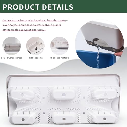 5-Pack Rectangular Self-Watering Planters with Drainage – Plastic Flower Pots for Indoor Outdoor Plants, Window Garden, Ideal for Herbs, Flowers & Vegetables, Easy-Fill Watering System, White