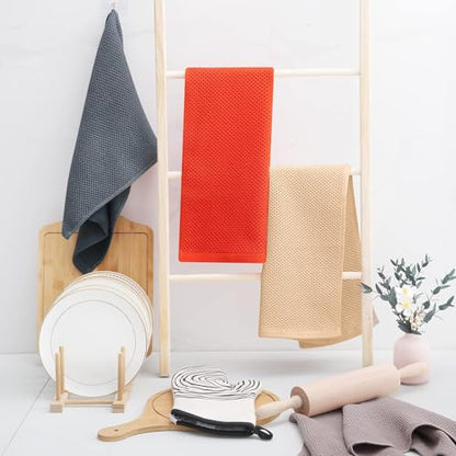 Homaxy 100% Cotton Waffle Weave Kitchen Dish Towels 6-Pack, Apricot | 13 x 28 Inches, Ultra Soft Absorbent Dish Towels, Quick Drying Cleaning Towels - color: Apricot, size: 13 X 28 - 6 Pack