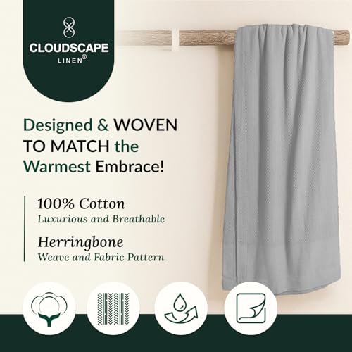 CSL Cotton Blankets Twin Size,Lightweight Herringbone, 68x92,Charcoal Grey | 100% Cotton Twin Blanket, Fits up to TwinXL Bed, Soft & Durable for All Season, Softer after every wash,Perfect Git with Tote - color: 07. Charcoal Grey, size: Twin/ Twin XL (68"