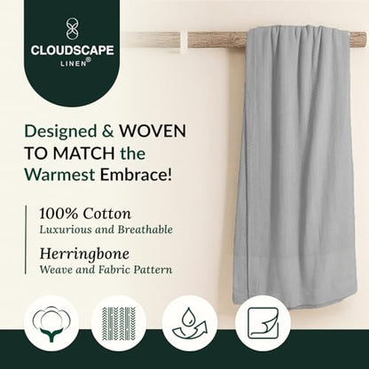CSL Cotton Blankets Twin Size,Lightweight Herringbone, 68x92,Charcoal Grey | 100% Cotton Twin Blanket, Fits up to TwinXL Bed, Soft & Durable for All Season, Softer after every wash,Perfect Git with Tote - color: 07. Charcoal Grey, size: Twin/ Twin XL (68"