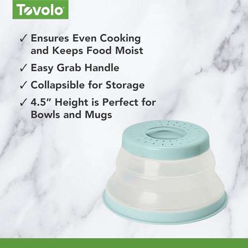 Tovolo Microwave Plate Cover Small in Blue Haze Collapsible Vented Silicone Microwave Splatter Cover, Dishwasher Safe 8 Inch Plate Cover BPA Free Food Guard - color: Blue Haze, size: Small (8 inch)