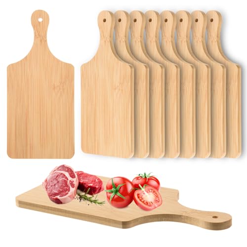 AWIZOM 6 Pcs Small Bamboo Cutting Board Bulk 11x5 Inch Personalized Wood Chopping Board Customized Laser Engraving Charcuterie Boards for Wedding Mother's Day Housewarming Present,0.39" Thick