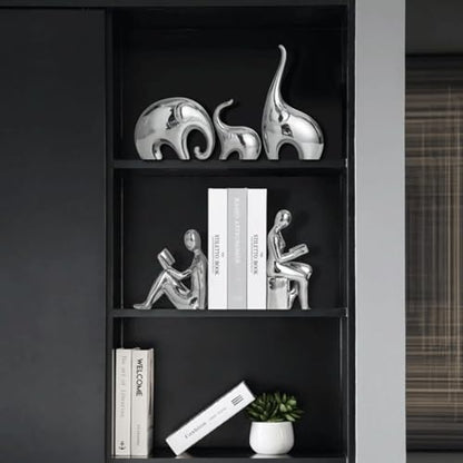 Shelf Decor Creative Silver Bookends Ceramic Figure Book Holder for Shelves for Desk Stylish Office Decorations for Work