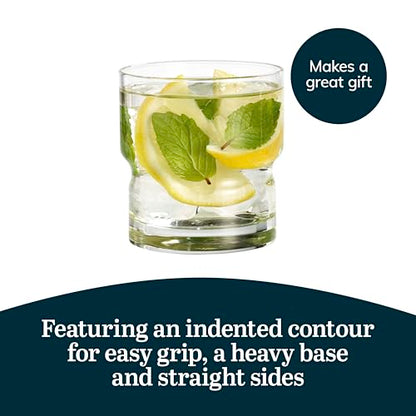 Libbey Newton Double Old Fashioned Glasses Set of 6, Sleek, Stackable Short Drinking Glasses, Lowball Cocktail Glasses for Anniversaries, Holidays - color: Rocks