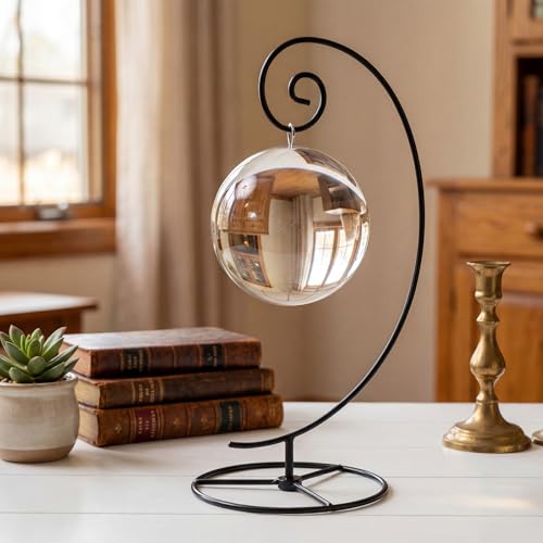 12 Pcs Ornament Display Stand 11 Inch Black Metal Stand for Hanging Glass Globe Terrariums, Witch Ball Festivals Wedding Ornament and Home Office Party Decor(Spiral) - style: Spiral