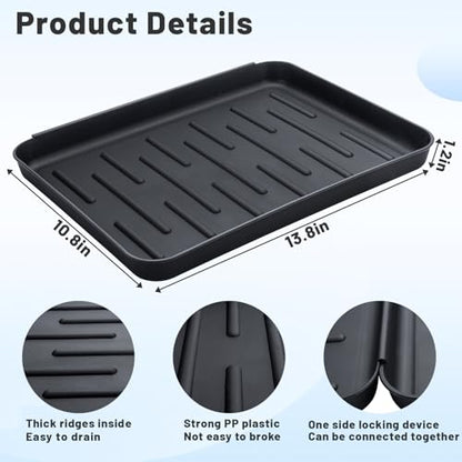 Boot Tray for Entryway Indoor, 4 Pack Plastic Shoe Mat Small Wet Shoe Tray with Raised Edge, Waterproof Winter Boot Mat for Mudroom, Garage, Garden, Black