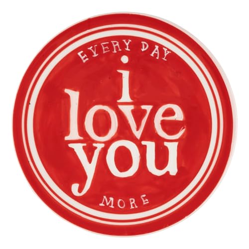 Red Jewelry Organizer - Everyday I Love You More Round Trinket Tray, Red Engagement Ring Holder Dish for Jewelry and Small Treasures, Key Holder, Aesthetic Room Decor, Home Decor, 5"x5" - style: Everyday Love You More