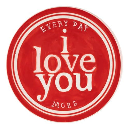 Red Jewelry Organizer - Everyday I Love You More Round Trinket Tray, Red Engagement Ring Holder Dish for Jewelry and Small Treasures, Key Holder, Aesthetic Room Decor, Home Decor, 5"x5" - style: Everyday Love You More