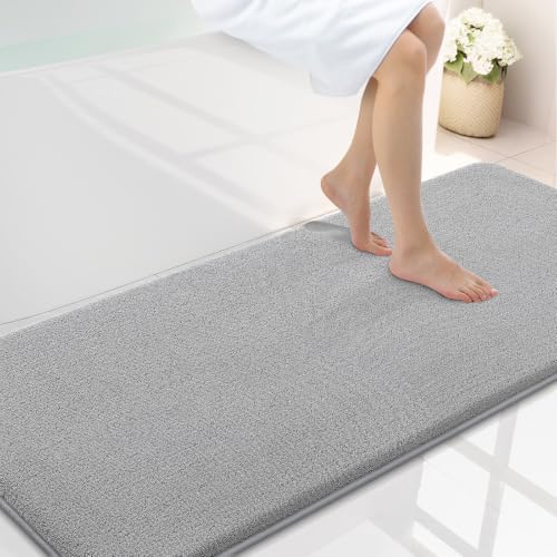 Smiry Memory Foam Bath Mat 59x24, Extra Soft Absorbent Bathroom Rugs | Grey Quick Dry, Machine Washable Bath Mats for Bathroom, Shower, Tub and Home Decor Accessories - color: Grey, size: 59'' X 24''