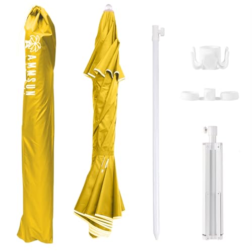 AMMSUN Shade Umbrella, Premium Portable Umbrella with Stand, 6.5ft Lightweight Free Standing Canopy for Sporting Games, Adjustable Instant Sun Protection and Easy to Carry, Yellow - color: Yellow
