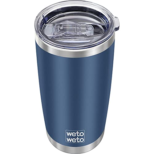 WETOWETO 20oz Tumbler, Stainless Steel Vacuum Insulated Coffee Travel Mug, Double Wall Powder Coated Insulated Coffee Mug Travel Mug with Lid Thermal Cup for Outdoor (Navy Blue, 1 Pack) - color: A1-Navy Blue, style: Tumbler, 1 Lid