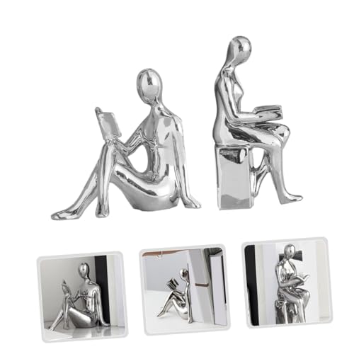 Ciieeo Modern Ceramic Bookends Reading Statue Bookshelf Decor Unique Desktop Decor