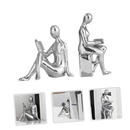 Ciieeo Modern Ceramic Bookends Reading Statue Bookshelf Decor Unique Desktop Decor
