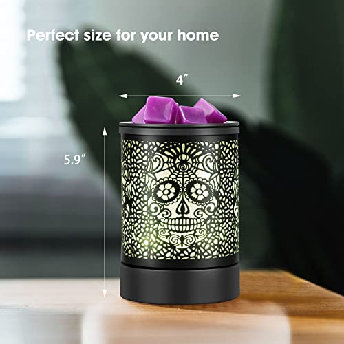 Enaroma Fragrance Wax Melts Warmer with 7 Colors LED Changing Light Scent Oil Candle Warmer for Home Office-Skull Timer - color: Skull Timer