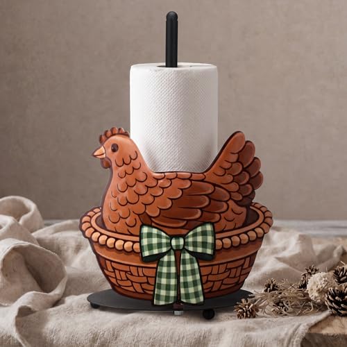 Hen Paper Towel Holder Black Metal Paper Towel Holder Large Decorative Tissue Stand Kitchen Decor Accessories for Home Party Bathroom Countertop Dining Table - style: Hen on Nest